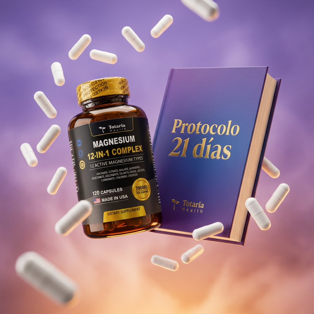 Protocolo 21 días para dormir profundo · libro y cápsulas flotando