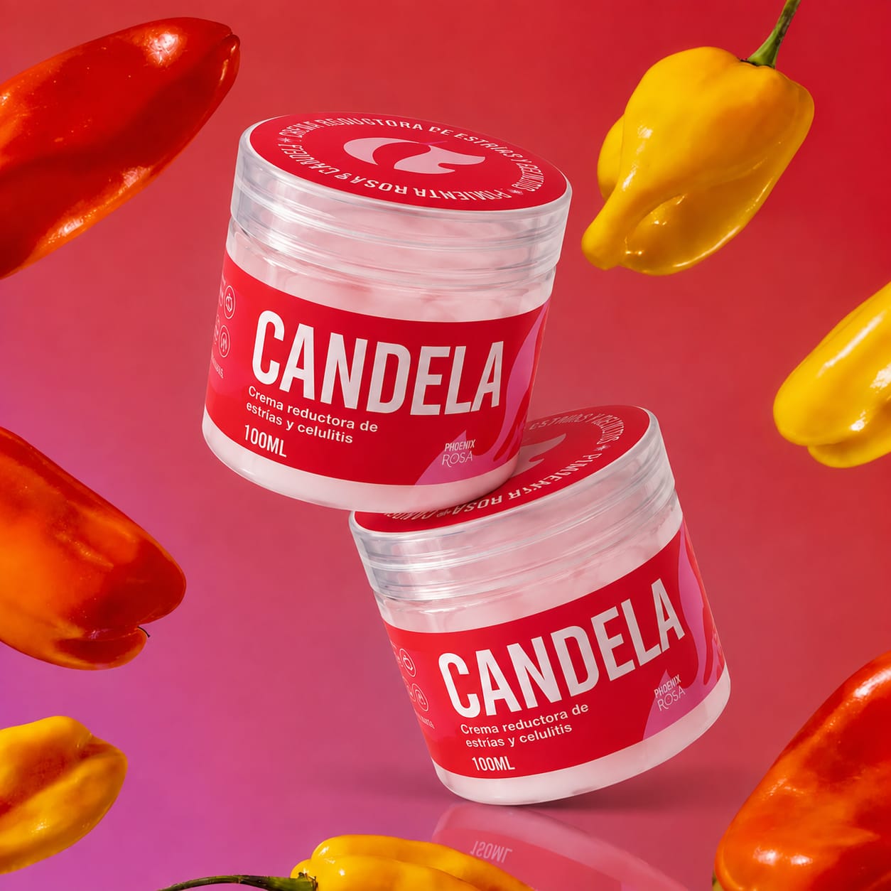 Dos frascos de Candela crema reductora de estrías y celulitis entre ajíes